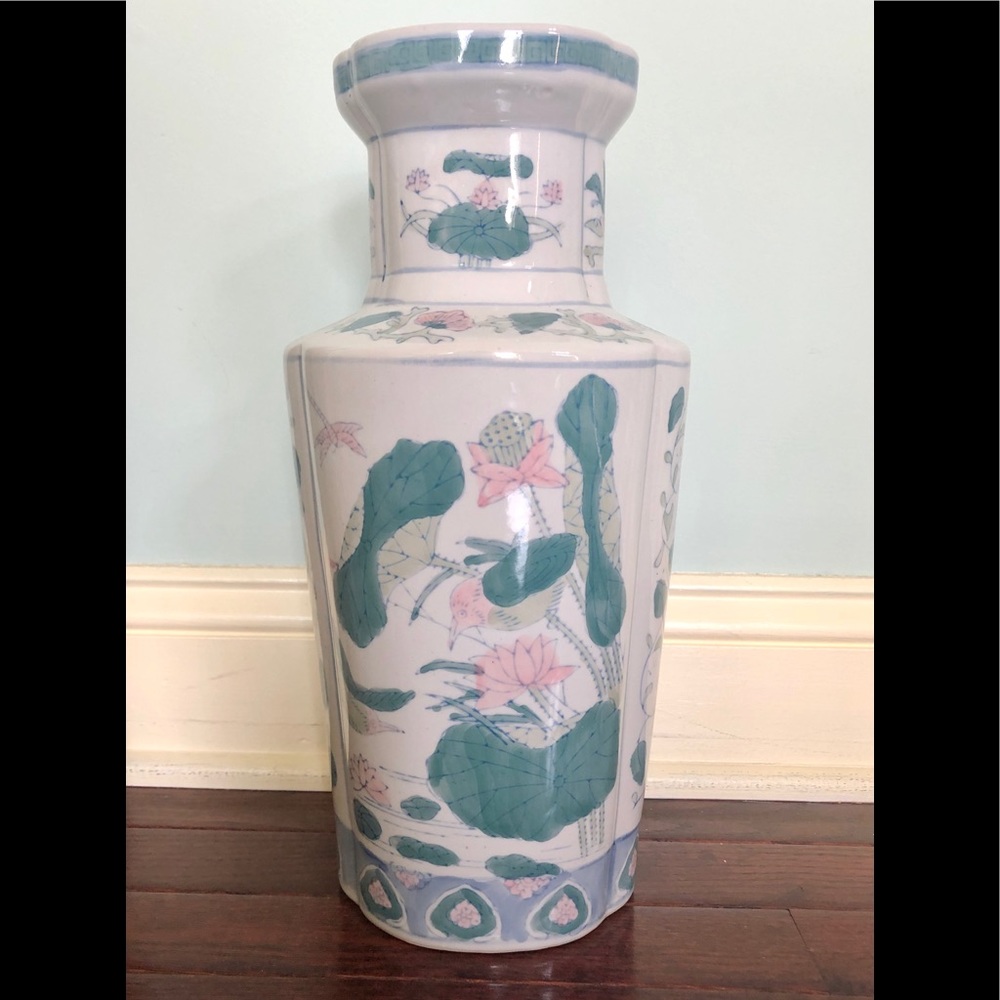 Oriental Vase with floral and dragon fly pattern